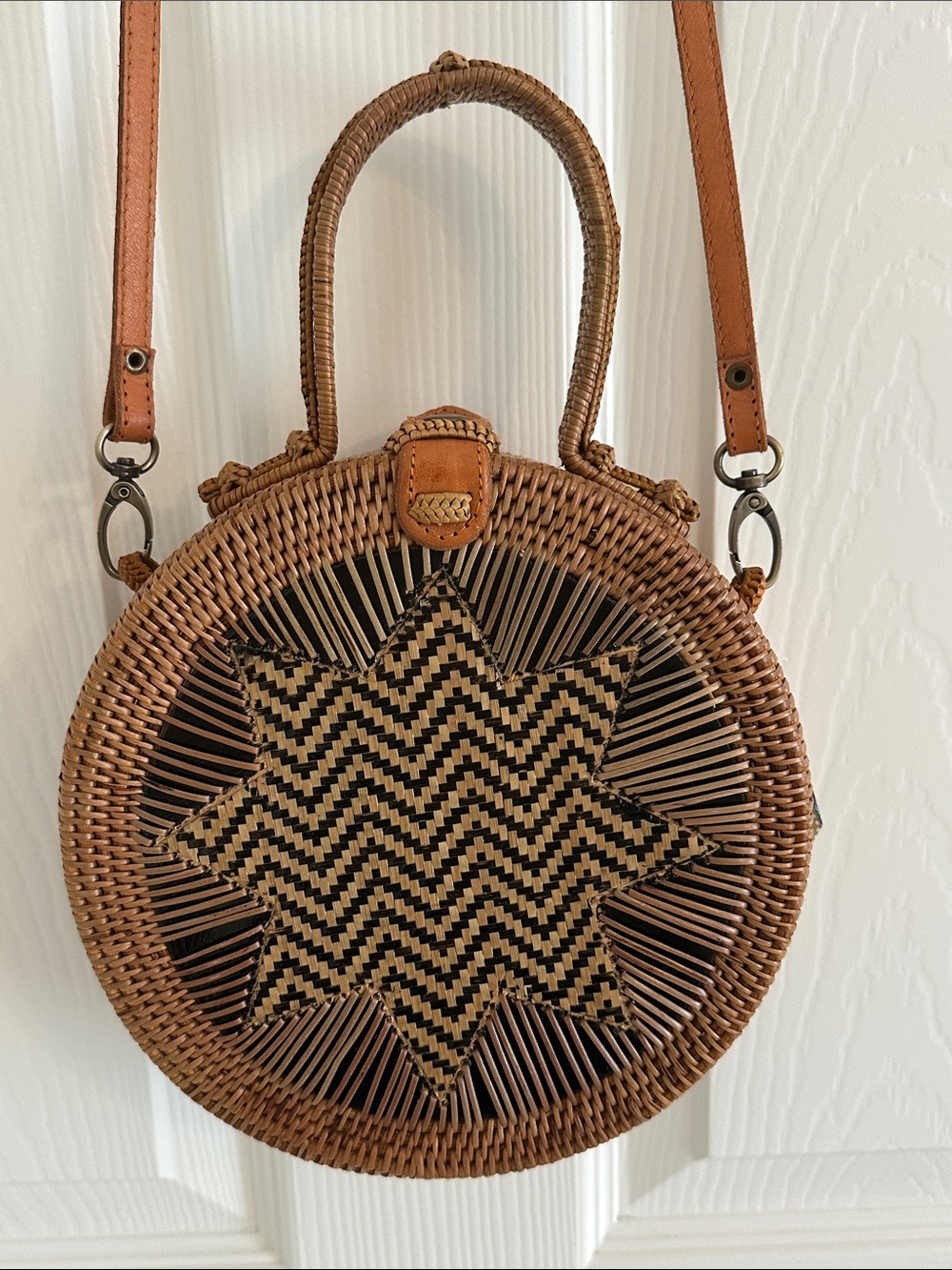 Handwoven round crossbody Bali bag/purse